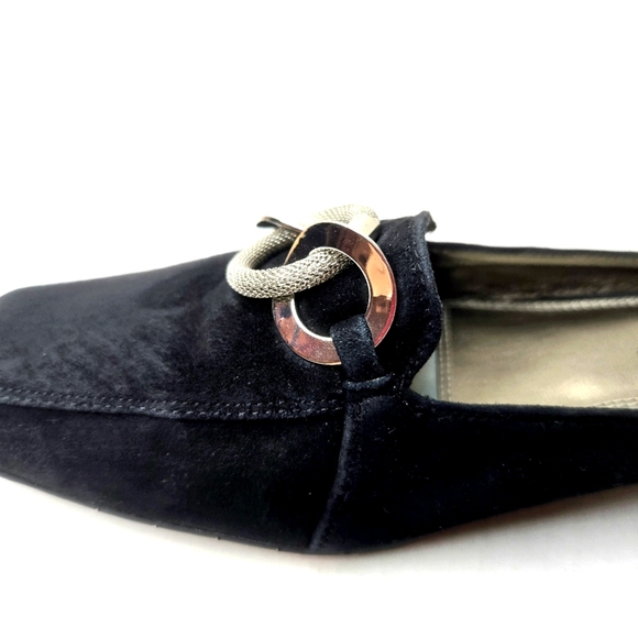 A. Marinelli Mules. Black Suede With Silver Accents. Size 7.5 - Picture 4 of 13